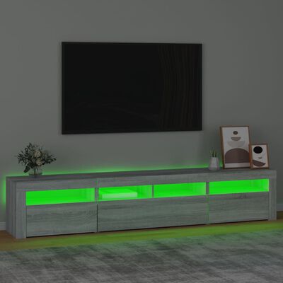 vidaXL szürke sonoma színű TV-szekrény LED-lámpákkal 210x35x40 cm