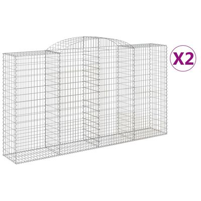 vidaXL 2 db íves horganyzott vas gabion kosár 300x50x160/180 cm