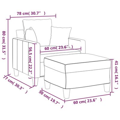 vidaXL sötétszürke szövet kanapéfotel lábtartóval 60 cm