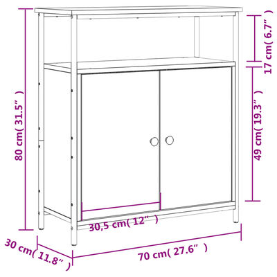 vidaXL füstös tölgy színű szerelt fa tálalószekrény 70 x 30 x 80 cm