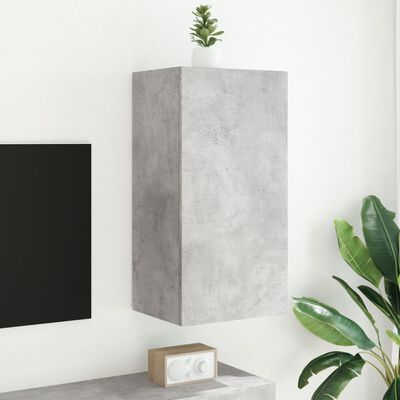 vidaXL betonszürke falra szerelhető TV-szekrény LED-del 40,5x35x80 cm