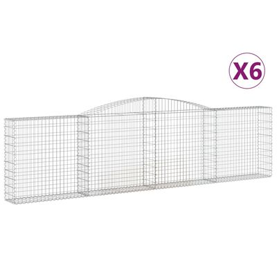 vidaXL 6 db íves horganyzott vas gabion kosár 400x30x100/120 cm