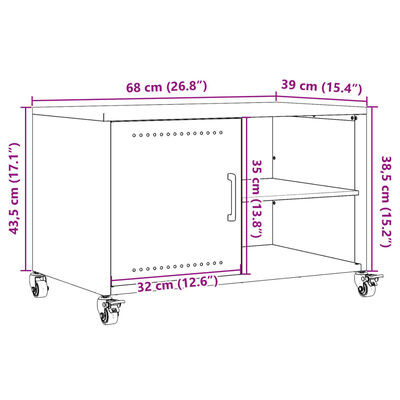 vidaXL antracitszürke hidegen hengerelt acél TV-szekrény 68x39x43,5 cm