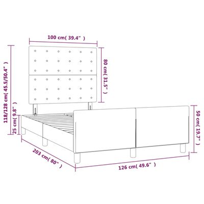 vidaXL kék szövet ágykeret fejtámlával 120 x 200 cm