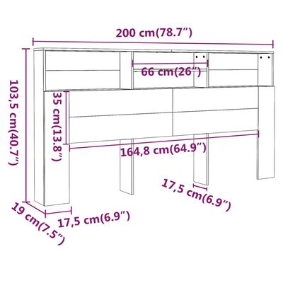 vidaXL betonszürke áthidaló szekrény 200 x 19 x 103,5 cm