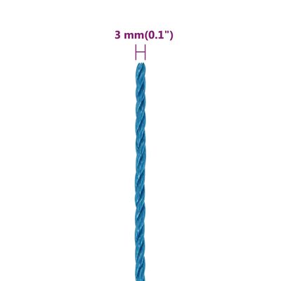 vidaXL kék polipropilén munkakötél 3 mm 50 m