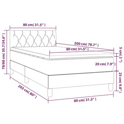 vidaXL tópszínű szövet rugós ágy matraccal 80 x 200 cm