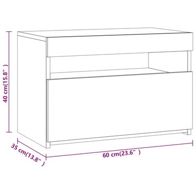 vidaXL szürke sonoma színű éjjeliszekrény LED világítással 60x35x40 cm