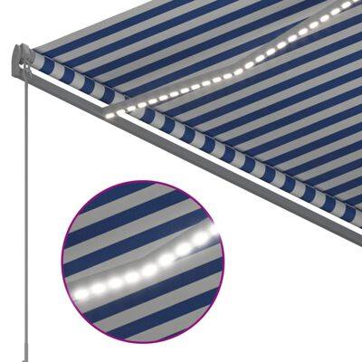 vidaXL kék-fehér automata szélérzékelős és LED-es napellenző 3,5x2,5 m