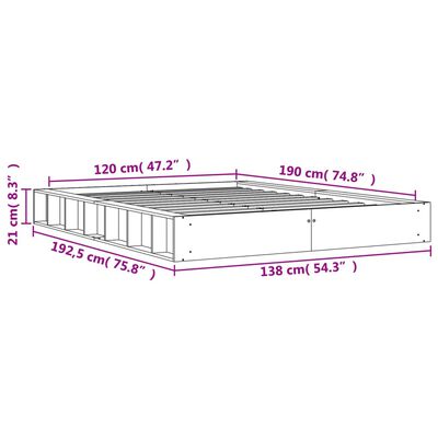 vidaXL viaszbarna tömör fenyőfa ágy matrac nélkül 120 x 190 cm