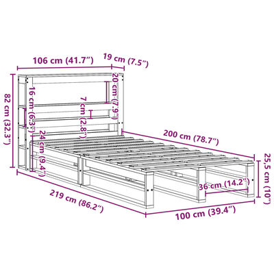 vidaXL tömör fenyőfa ágy matrac nélkül 100 x 200 cm