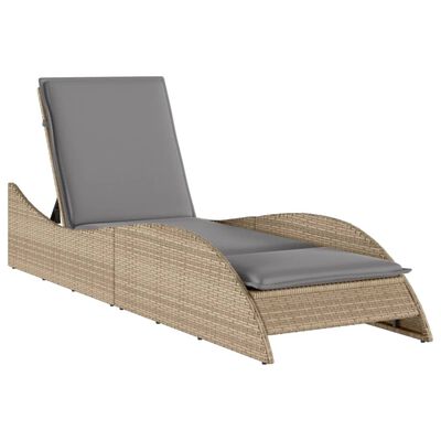 vidaXL bézs polyrattan napozóágy párnával 60x205x73 cm