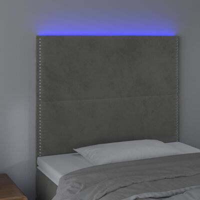 vidaXL világosszürke bársony LED-es fejtámla 90x5x118/128 cm