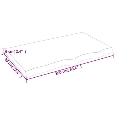 vidaXL sötétbarna kezelt tömör fa fürdőszobai pult 100x60x(2-6) cm