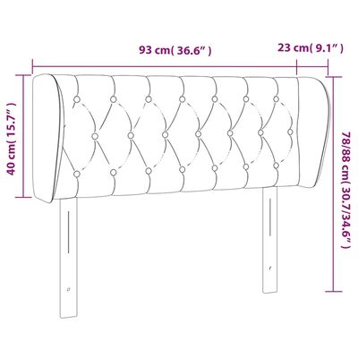 vidaXL sötétbarna szövet fejtámla 93x23x78/88 cm