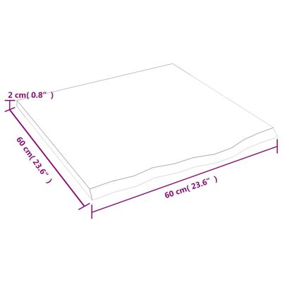 vidaXL sötétbarna kezelt tömör fa fürdőszobai pult 60x60x2 cm