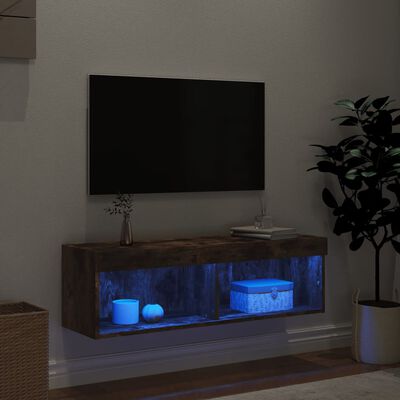 vidaXL füstös tölgy színű TV-szekrény LED-világítással 100x30x30 cm