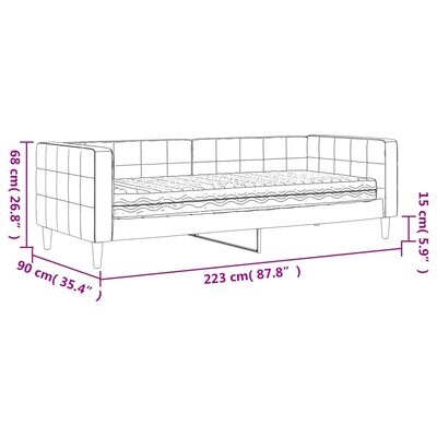 vidaXL fekete bársony heverő matraccal 80 x 200 cm