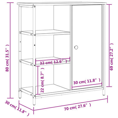 vidaXL füstös tölgy színű szerelt fa tálalószekrény 70 x 30 x 80 cm