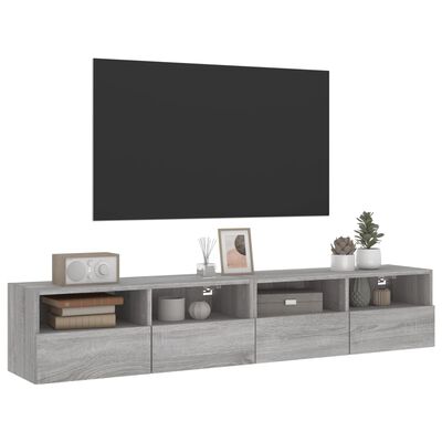 vidaXL 2 db szürke sonoma szerelt fa fali TV-szekrény 80 x 30 x 30 cm