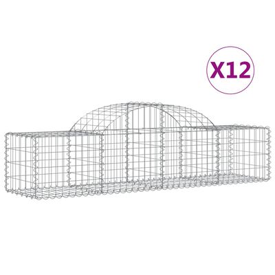 vidaXL 12 db íves horganyzott vas gabion kosár 200x50x40/60 cm