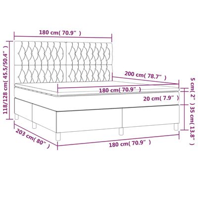 vidaXL világosszürke szövet rugós és LED-es ágy matraccal 160x200 cm