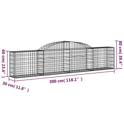 vidaXL 9 db íves horganyzott vas gabion kosár 300x30x60/80 cm