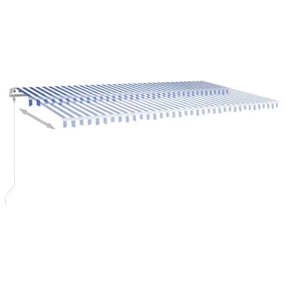 vidaXL kék/fehér automata szélérzékelős és LED-es napellenző 600x350cm