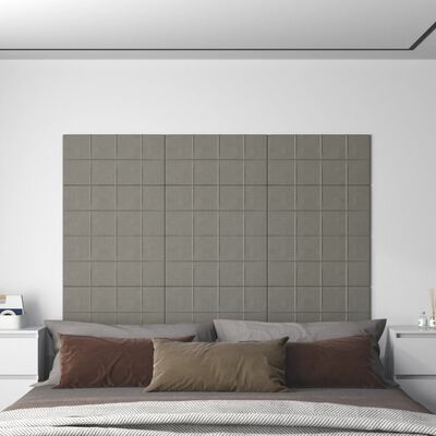 vidaXL 12 db világosszürke bársony fali panel 60x30 cm 2,16 m²