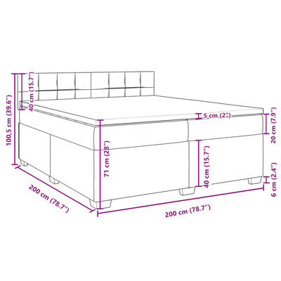 vidaXL világosszürke szövet rugós ágy matraccal 200 x 200 cm