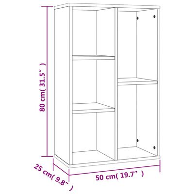 vidaXL füstös tölgy színű szerelt fa könyv-/tálalószekrény 50x25x80 cm