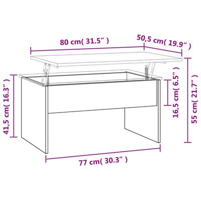 vidaXL szürke sonoma színű szerelt fa dohányzóasztal 80x50,5x41,5 cm