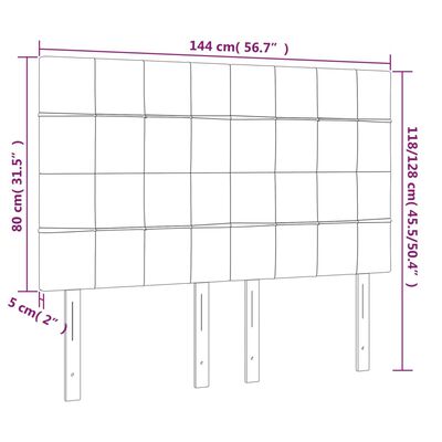 vidaXL sötétbarna szövet LED-es fejtámla 144x5x118/128 cm