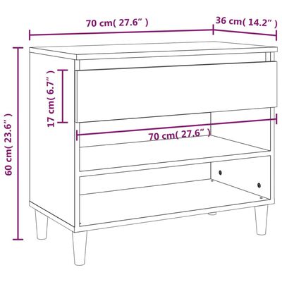 vidaXL sonoma tölgy színű szerelt fa cipőszekrény 70x36x60 cm