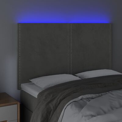 vidaXL világosszürke bársony LED-es fejtámla 144x5x118/128 cm