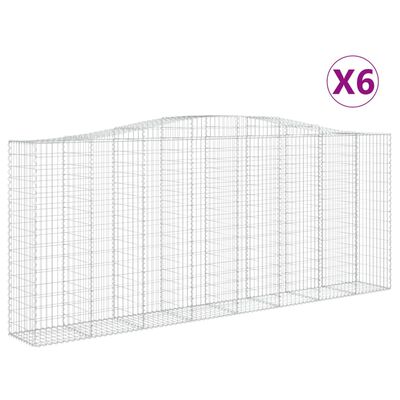 vidaXL 6 db íves horganyzott vas gabion kosár 400x50x160/180 cm