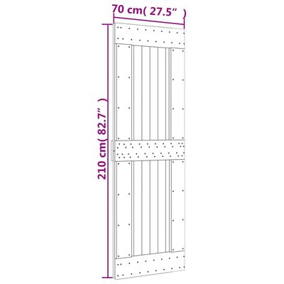 vidaXL tömör fenyőfa tolóajtó fémszerelék szettel 70 x 210 cm