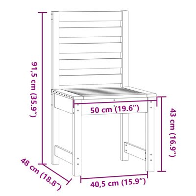 vidaXL 2 db szürke tömör fenyőfa kerti szék 50x48x91,5 cm