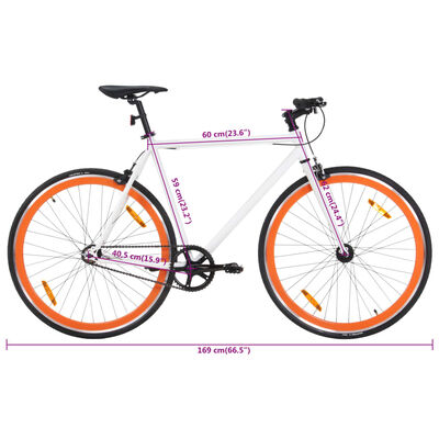 vidaXL fehér és narancssárga örökhajtós kerékpár 700c 59 cm