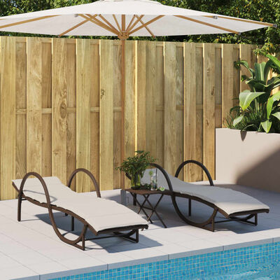 vidaXL barna polyrattan napozóágy párnával 60 x 199 x 42 cm