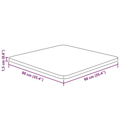 vidaXL sötétbarna kezelt tömör tölgyfa négyzet asztallap 90x90x1,5cm