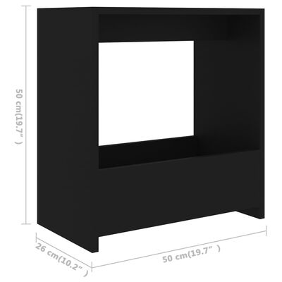 vidaXL fekete forgácslap kisasztal 50 x 26 x 50 cm