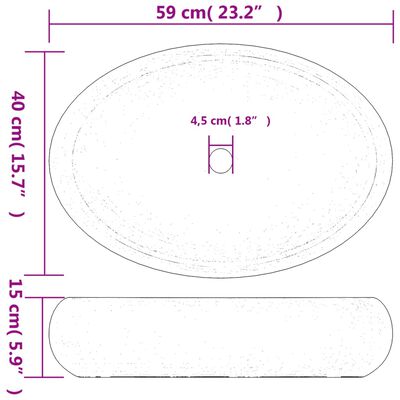 vidaXL fekete kerámia ovális asztali mosdó 59 x 40 x 15 cm