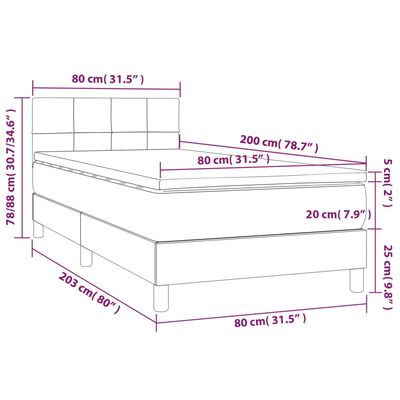 vidaXL sötétkék bársony rugós ágy matraccal 80 x 200 cm