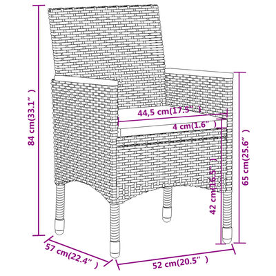 vidaXL 3 részes szürke polyrattan kerti étkezőgarnitúra