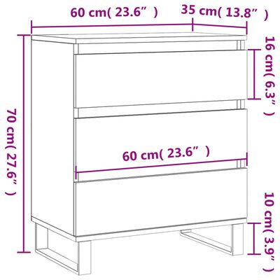 vidaXL szürke sonoma színű szerelt fa tálalószekrény 60 x 35 x 70 cm