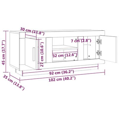 vidaXL fehér magasfényű szerelt fa TV-szekrény 102x35x45 cm