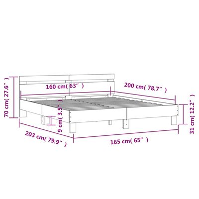 vidaXL betonszürke szerelt fa ágykeret fejtámlával 160x200 cm