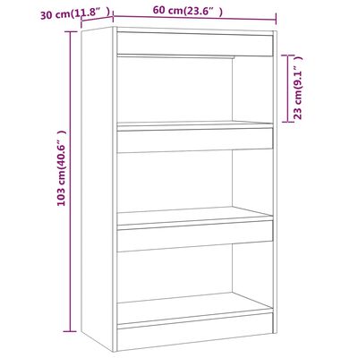 vidaXL füstös tölgy színű fa könyvszekrény/térelválasztó 60x30x103 cm