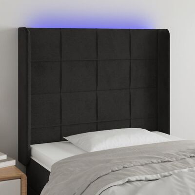 vidaXL fekete bársony LED-es fejtámla 83x16x118/128 cm